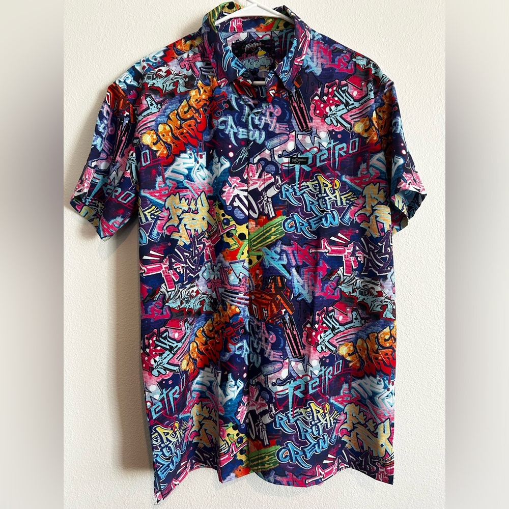 Men's Colorful Graffiti Casual Button Down Shirt
